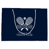 テニスモダンクラブネームスポーツチームネイビーブルースワッグ ラージペーパーバッグ (裏面)