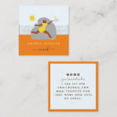 テニスモダンコーチ女子プレーヤーイラストレーション スクエア名刺 (正面/裏面)