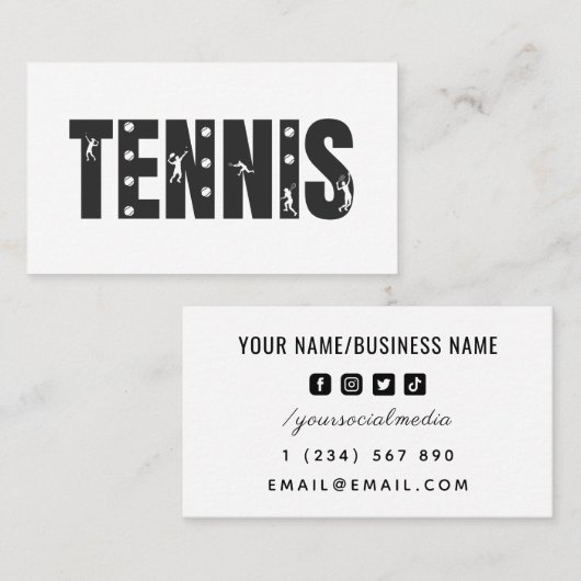 テニスモダンソーシャルメディアプレーヤーコーチクラブクール 名刺 (正面/裏面)