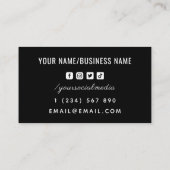 テニスモダンソーシャルメディアプレーヤーコーチクラブボール 名刺 (裏面)