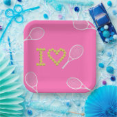 テニスモダンピンクが大好き ペーパープレート (パーティー)