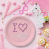 テニスモダンピンクパープルが大好き ペーパープレート (パーティー)