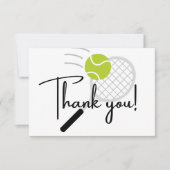 テニスモダンラケットボール白黒 サンキューカード (正面)