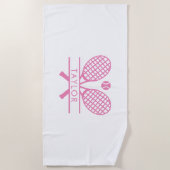 テニスモダンラケットモチーフスポーツAny Color ビーチタオル (正面)