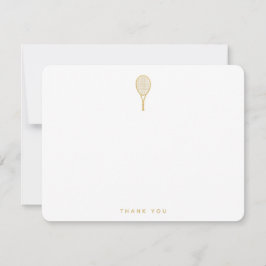 テニスモダンラケット金ゴールドとホワイトありがとう サンキューカード