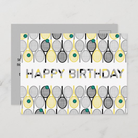 テニスモダン誕生日はがき ポストカード (正面/裏面)