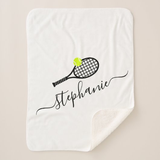 テニスモノグラムパーソナライズされた名 シェルパブランケット (正面)