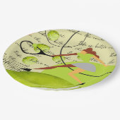 テニスライフはコートの女性選手により良い ペーパープレート (アングル)