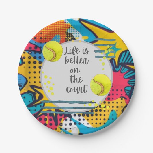 テニスライフはコートの方が良い ペーパープレート (正面)