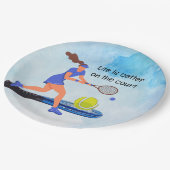 テニスライフはコートの水彩画の方が良い ペーパープレート (アングル)