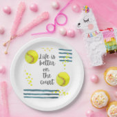 テニスライフはコートの水彩画の方が良い ペーパープレート (パーティー)