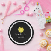 テニスライブラブ遊タイポグラフィ引用文ブラック ペーパープレート (パーティー)