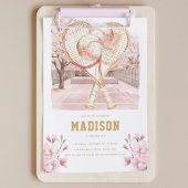 テニスラグジュアリーガールバースデーピンクゴールド 招待状