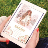 テニスラグジュアリーティーンガールバースデーピンクゴールド 招待状