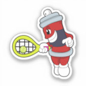 テニスラケットでテニスのスプレーをする シール (正面)