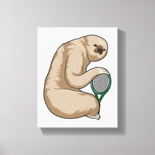 テニスラケットでテニスのスロッス キャンバスプリント (正面)