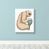 テニスラケットでテニスのスロッス キャンバスプリント (インサイチュ (ウッドフロア))