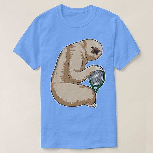 テニスラケットでテニスのスロッス Tシャツ (デザイン正面)