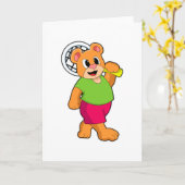 テニスラケットでテニスをする カード (黄色い花)