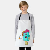 テニスラケットとテニスのアイスクリーム エプロン (着用した状態)