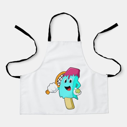 テニスラケットとテニスのアイスクリーム エプロン (正面)