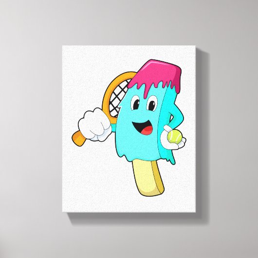 テニスラケットとテニスのアイスクリーム キャンバスプリント (正面)