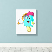 テニスラケットとテニスのアイスクリーム キャンバスプリント (インサイチュ (ウッドフロア))