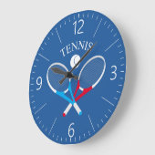 テニスラケットとテニスボール ラージ壁時計 (傾斜)