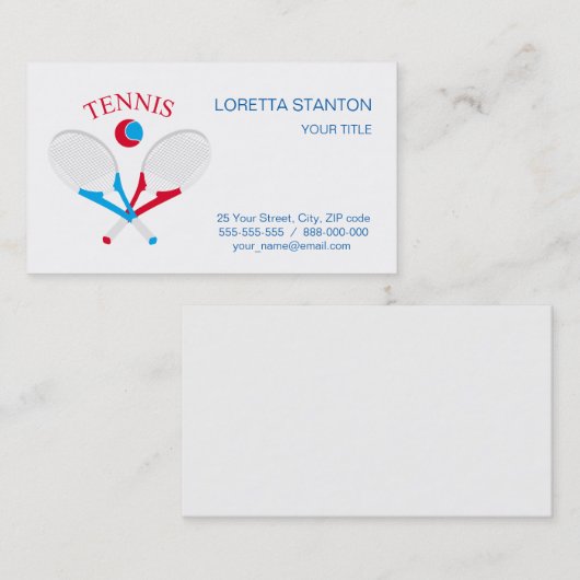 テニスラケットとテニスボール 名刺 (正面/裏面)