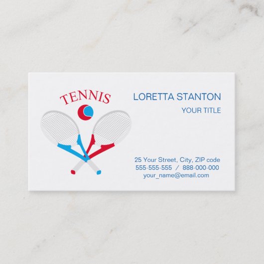 テニスラケットとテニスボール 名刺 (正面)