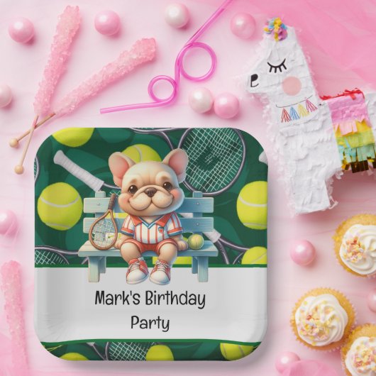 テニスラケットとテニス愛好家のためのボール ペーパープレート (パーティー)