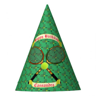 テニスラケットとバナー紙パーティー帽子 パーティーハット