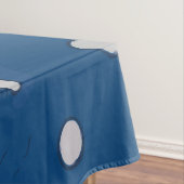 テニスラケットとボールが白い水玉模様を青 テーブルクロス (インサイチュ)