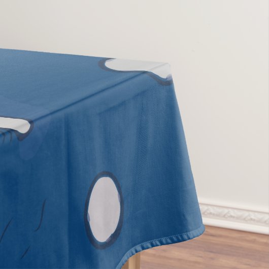 テニスラケットとボールが白い水玉模様を青 テーブルクロス (インサイチュ)