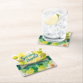 テニスラケットとボールでパーティーありがとう スクエアペーパーコースター (インサイチュ)