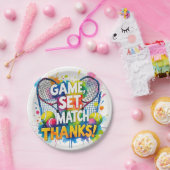 テニスラケットとボールでパーティーありがとう ペーパープレート (パーティー)