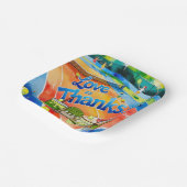 テニスラケットとボールでパーティーありがとう ペーパープレート (傾斜あり)