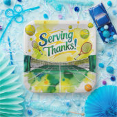 テニスラケットとボールでパーティーありがとう ペーパープレート (パーティー)