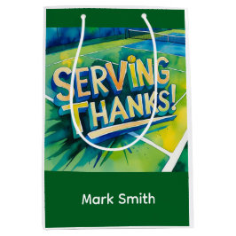 テニスラケットとボールでパーティーありがとう ミディアムペーパーバッグ