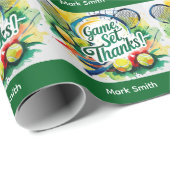 テニスラケットとボールでパーティーありがとう ラッピングペーパー (ロールコーナー)