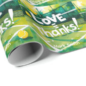 テニスラケットとボールでパーティーありがとう ラッピングペーパー (ロールコーナー)