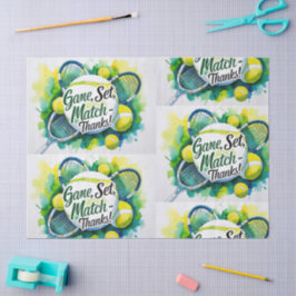 テニスラケットとボールでパーティーありがとう 薄葉紙