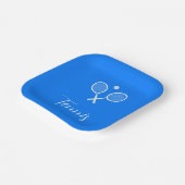 テニスラケットとボールウルトラマリンブルー ペーパープレート (傾斜あり)