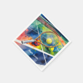 テニスラケットとボールオンコートありがとうパーティー スタンダードカクテルナプキン (角)