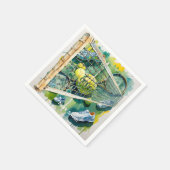 テニスラケットとボールオンコートありがとうパーティー スタンダードカクテルナプキン (角)