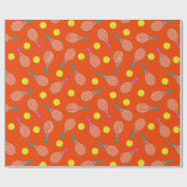 テニスラケットとボールパターンをテーマにしたパーティーラップ ラッピングペーパー (フラット)