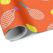 テニスラケットとボールパターンをテーマにしたパーティーラップ ラッピングペーパー (ロールコーナー)