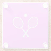 テニスラケットとボールパーティーピンク ガラスコースター (裏面)