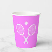 テニスラケットとボールパーティーピンク 紙コップ (裏面)