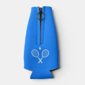 テニスラケットとボールパーティーブルー ボトルクーラー (裏面)